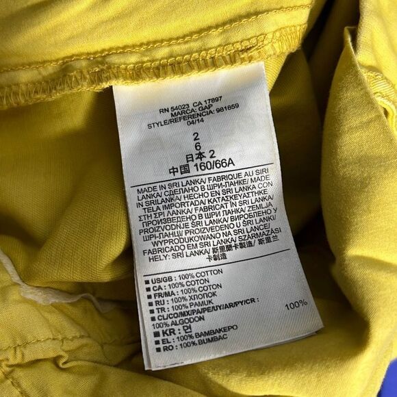 Gap Women's Khaki Pants Broken In Straight Leg Mid Rise Cotton Neon Yellow 2 - Picture 7 of 7